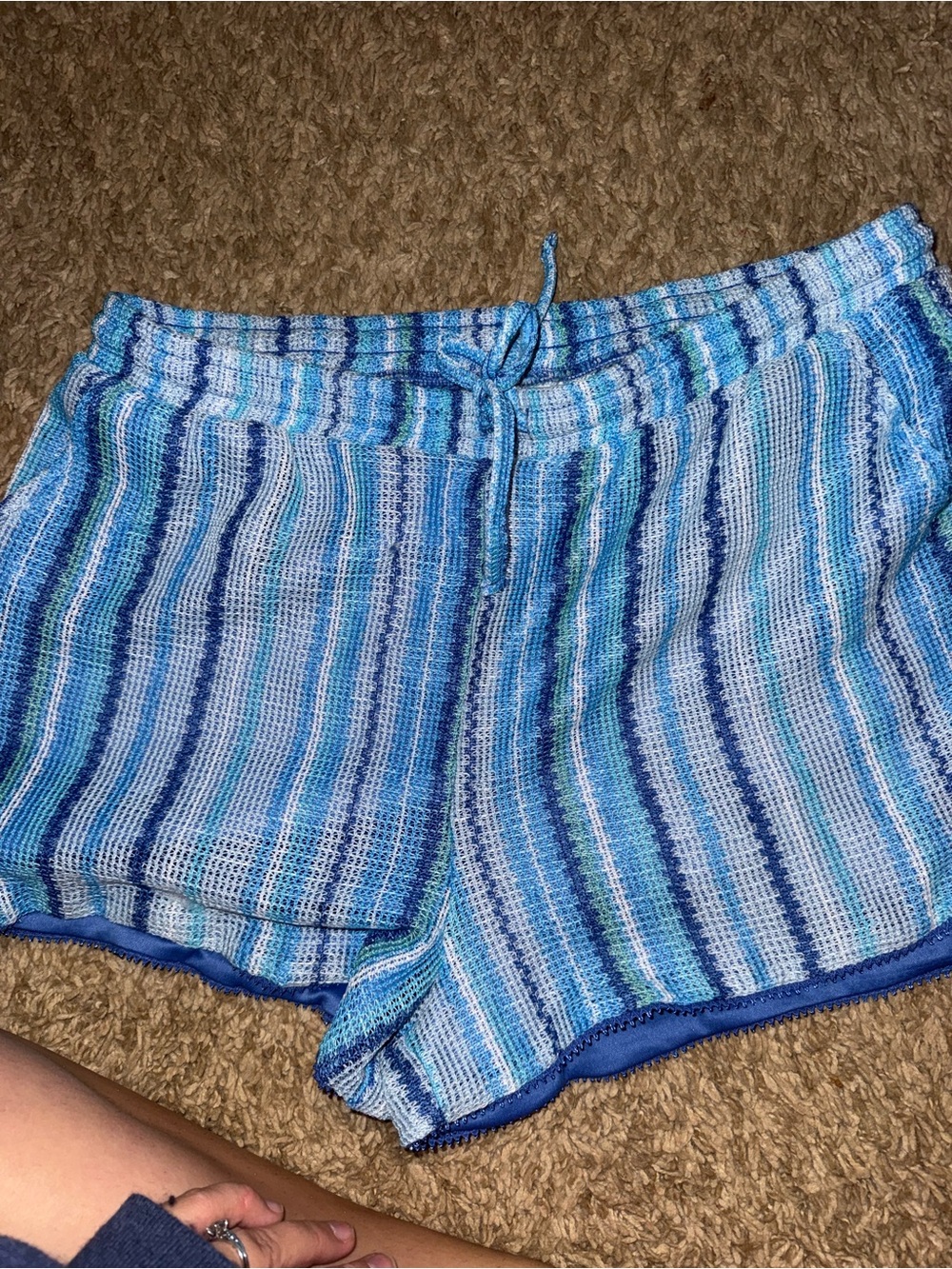 No Boundaries Blue Striped Knit Shorts